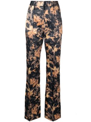 ROTATE abstract-print satin trousers - Black