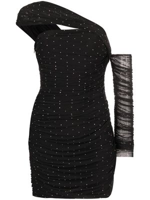 ROTATE asymmetric crystal-embellished minidress - Black