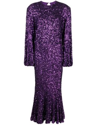 ROTATE ballon-sleeves sequin maxi dress - Purple