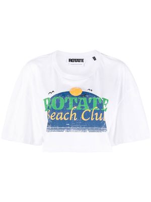 ROTATE Beach Club-print cropped T-shirt - White