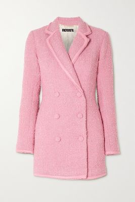 ROTATE Birger Christensen - Newton Double-breasted Wool-bouclé Mini Dress - Pink