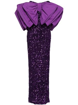 ROTATE bow-detail sequinned maxi dress - Purple