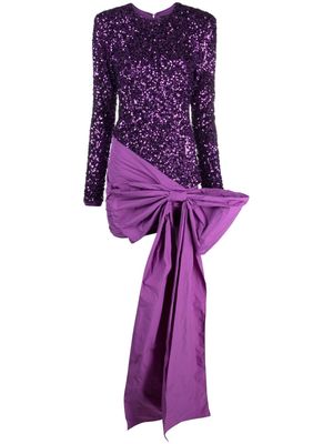 ROTATE bow-embellished sequinned-tulle minidress - Purple