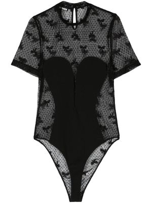 ROTATE bow-embroidered mesh body - Black