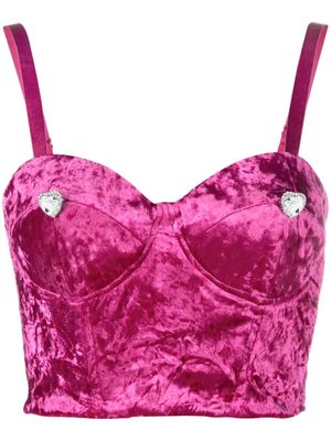 ROTATE bustier crushed velvet top - Pink