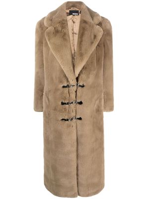 ROTATE clasp-fastening faux-fur coat - Brown