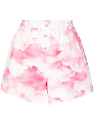 ROTATE cloud-print slip-on shorts - Pink
