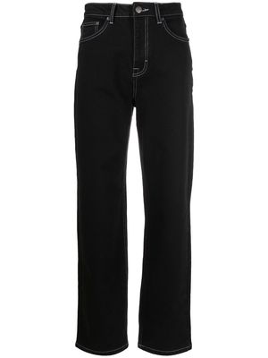 ROTATE contrast-stitching straight-leg jeans - Black