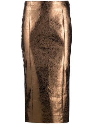 ROTATE cracked-effect metallic pencil skirt - Gold