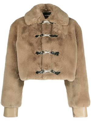 ROTATE cropped faux-fur jacket - Brown