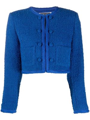 ROTATE cropped tweed jacket - Blue