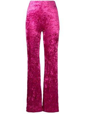 ROTATE crushed velvet flared trousers - Pink