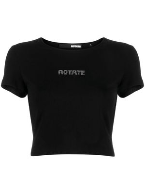 ROTATE crystal-embellished cropped T-shirt - Black