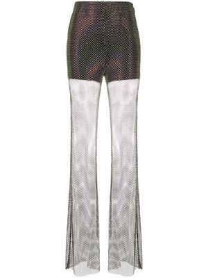 ROTATE crystal-embellished sheer trousers - Black