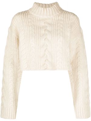 ROTATE cut-out back cable-knit jumper - Neutrals