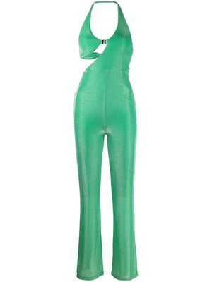 ROTATE cut-out detailing metallic jumpsuit - Green