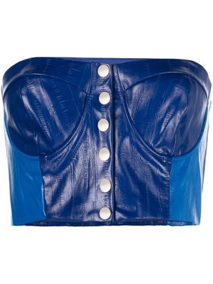 ROTATE faux leather cropped bustier top - Blue