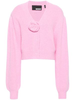 ROTATE floral-appliqué brushed-knit cardigan - Pink