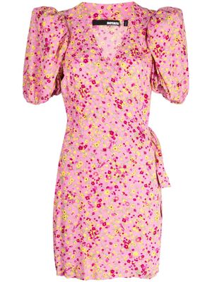 ROTATE floral-jacquard wrap minidress - Pink