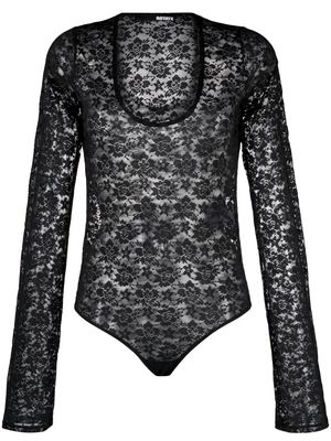 ROTATE floral-lace long-sleeved body - Black