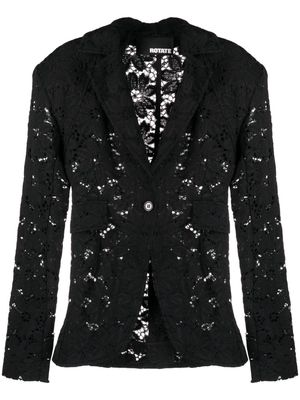 ROTATE floral-lace single-breasted blazer - Black