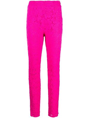 ROTATE floral-lace slim-fit trousers - Pink