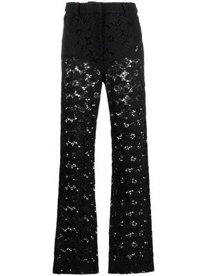 ROTATE floral-lace straight trousers - Black