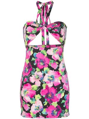 ROTATE floral-print cut-out minidress - Pink