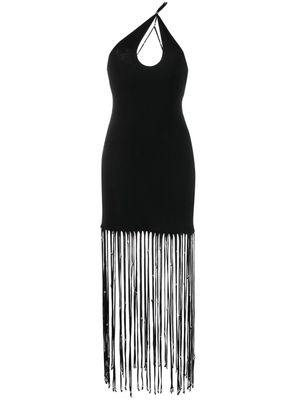 ROTATE fringe-detailing cut-out dress - Black