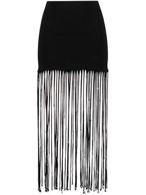 ROTATE fringed jersey maxi skirt - Black