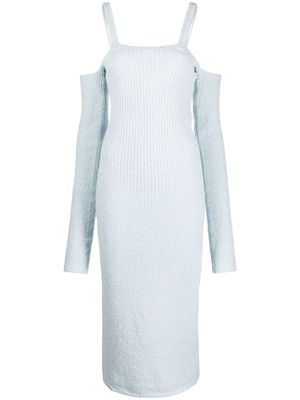 ROTATE Helene ribbed-knit midi dress - Blue