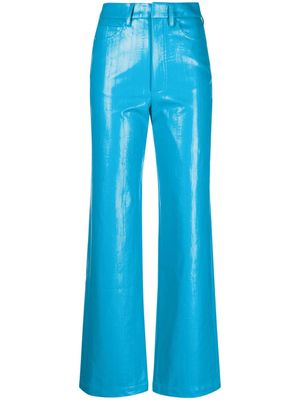 ROTATE high-rise coated straight-leg trousers - Blue