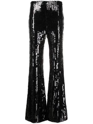 ROTATE high-waisted sequinned flared trousers - Black