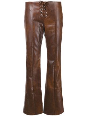 ROTATE high-waisted straight-leg trousers - Brown