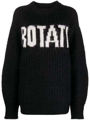 ROTATE intarsia-knit logo crew-neck jumper - Black