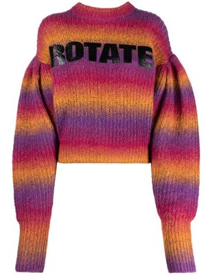 ROTATE intarsia-logo striped cropped jumper - Pink