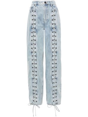 ROTATE lace-up high-rise straight jeans - Blue