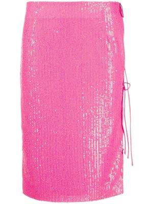 ROTATE lace-up sequinned skirt - Pink