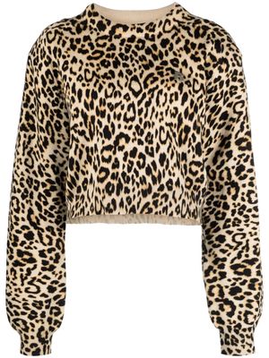 ROTATE leopard-print cropped jumper - Neutrals