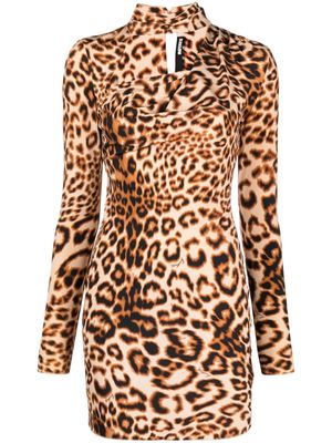 ROTATE leopard-print cut-out minidress - Neutrals