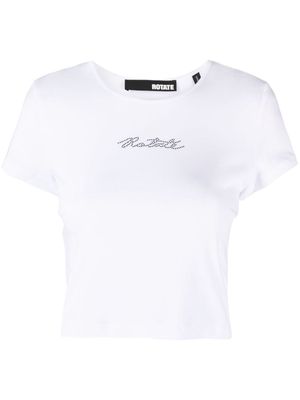 ROTATE logo-appliqué cropped T-shirt - White