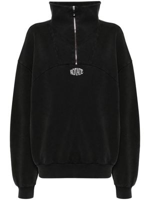 ROTATE logo-embroidered half-zip sweatshirt - Black