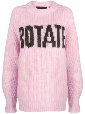 ROTATE logo-intarsia wool-blend jumper - Pink