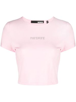 ROTATE logo-print crystal-embellished crop top - Pink