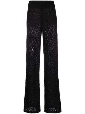 ROTATE loose-knit high-waisted trousers - Black