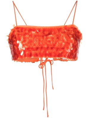 ROTATE Lotte sequin-embellished crop top - Orange