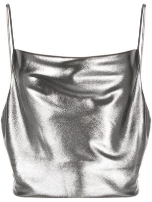 ROTATE metallic-effect sleeveless crop top - Silver