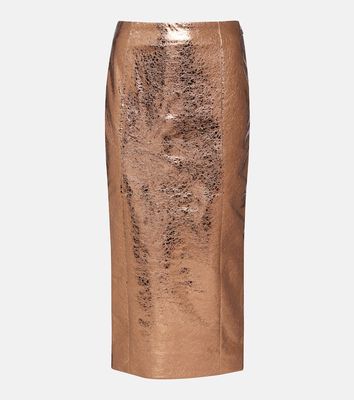 Rotate Metallic faux leather pencil skirt