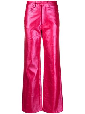 ROTATE metallic logo-embossed trousers - Pink