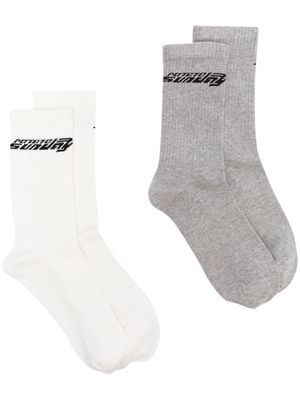 ROTATE pack-of-two logo-detail ankle socks - Neutrals